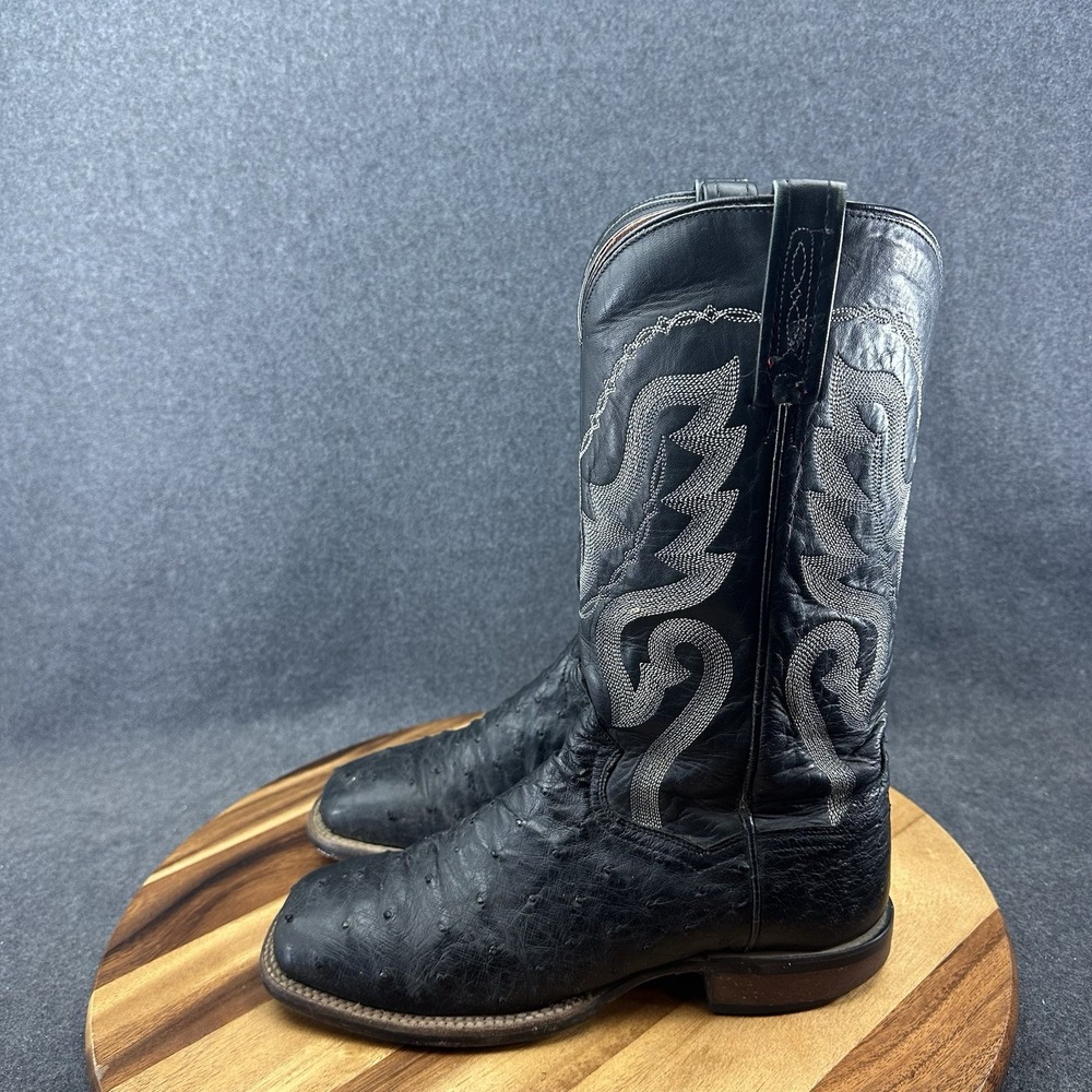 Dan Post Men's Size 8.5D Chandler Full Quill Ostrich Boot Black Cowboy DP2890 - Picture 6 of 12